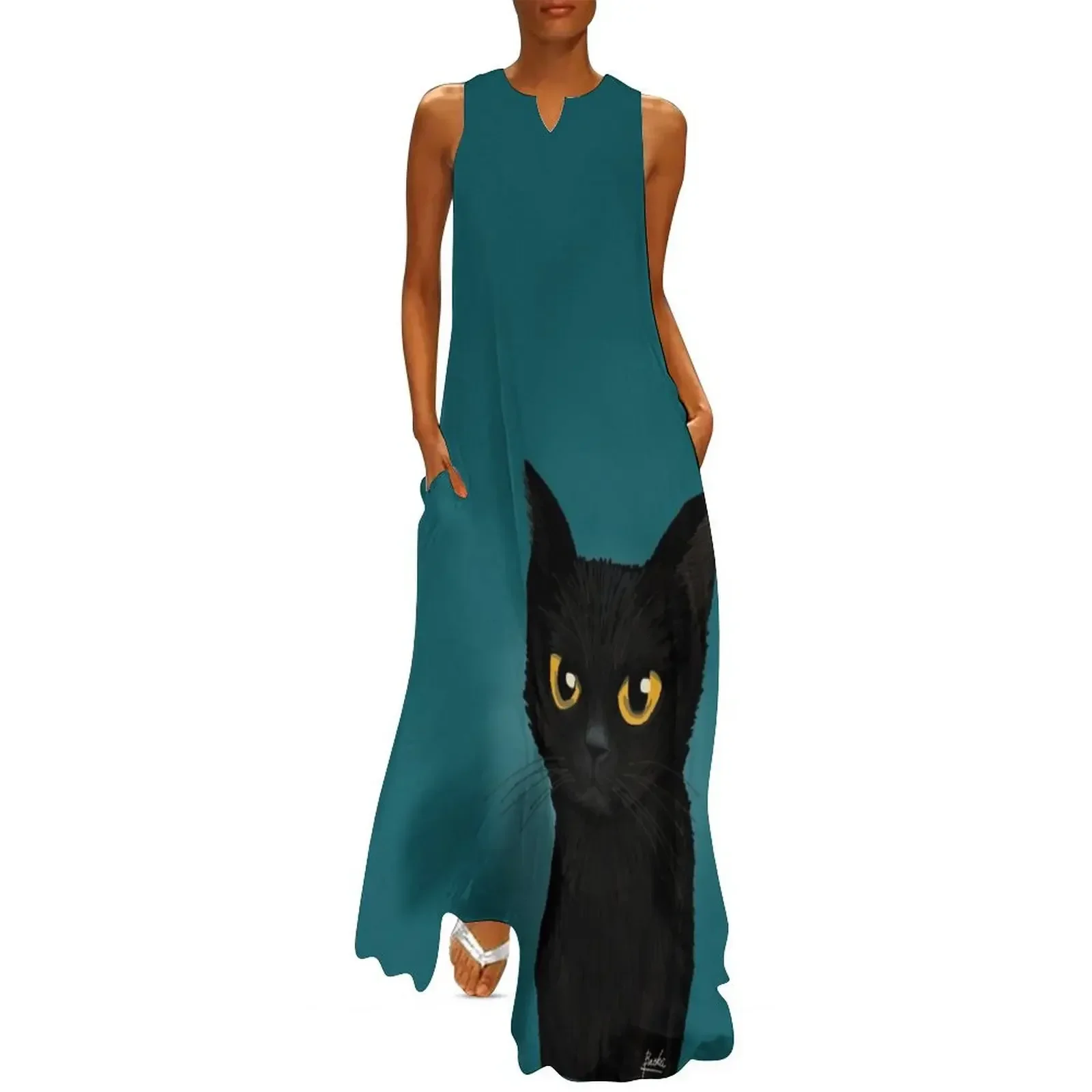 

Cat in the blue Long Dress Women's summer long dress summer outfits for women 2025 Woman clothes cocktail dresses Dress