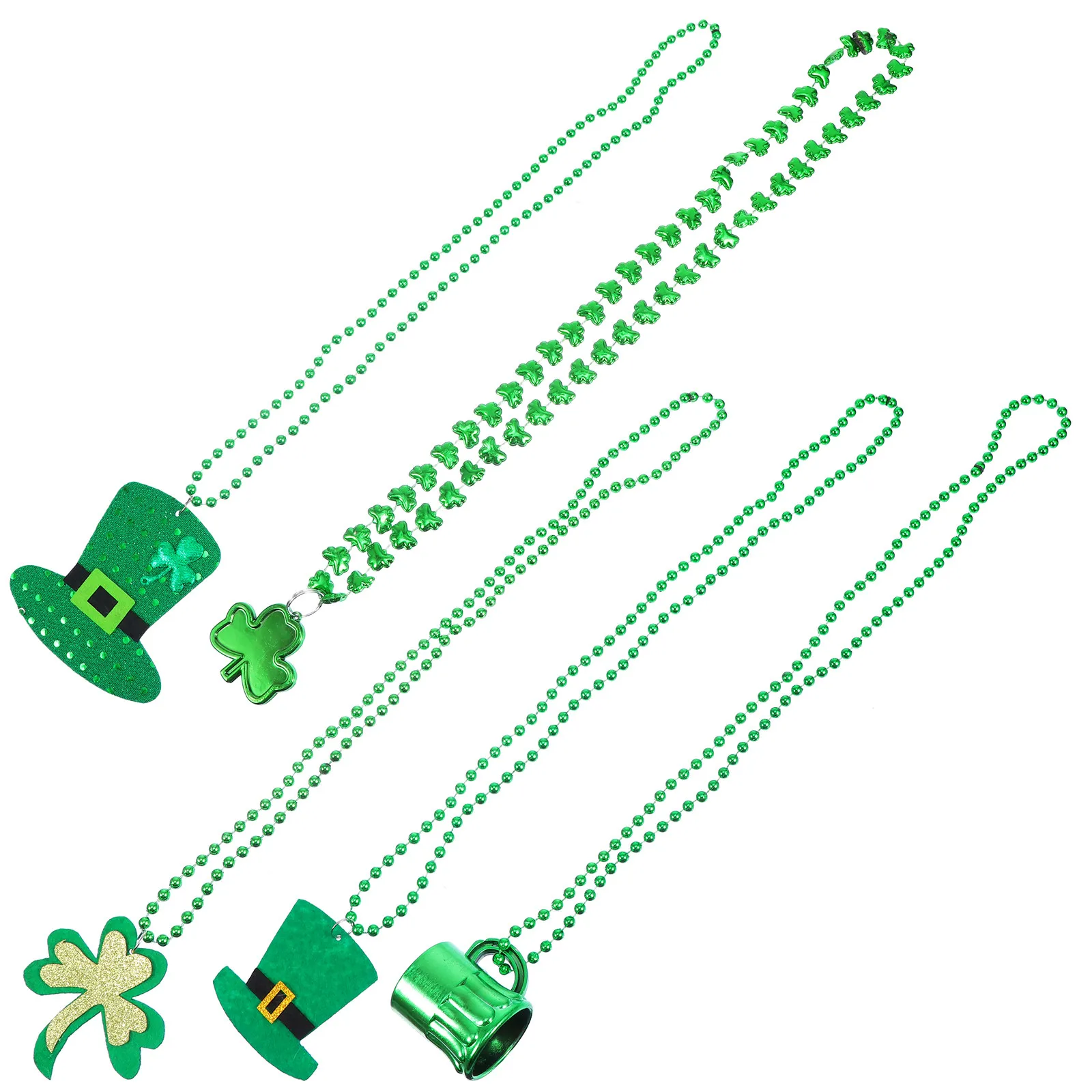 5Pcs Shamrock Necklaces Green Day Neck Chains Party Favor Ireland Festival Accessory Day Necklaces
