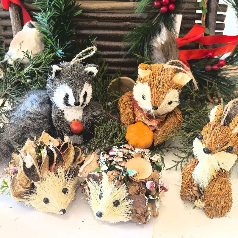 Grasgewebter Sisal-Baumwollfaden Elch-Anhänger Puppe Weihnachtsbaum-Dekoration Tischdekoration Weihnachtsschmuck