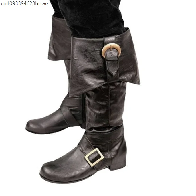 القرون الوسطى الكبار القراصنة عصر النهضة سحب على الأحذية منتصف العجل القوطية الأحذية هالوين تأثيري الكفة الأحذية #6