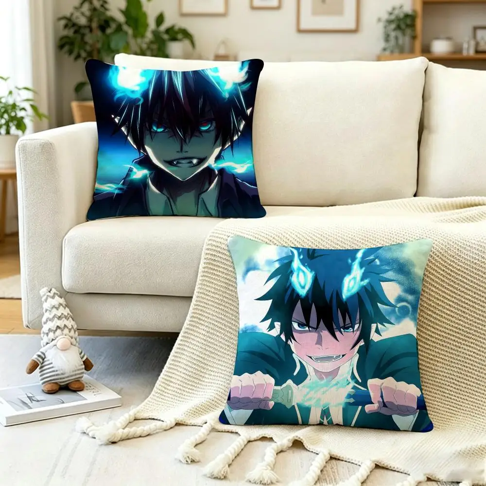 Anime BBlue Exorcist Cushion Cover Anti-dustmite Pillowcase Invisible zipper silky short plush Sofa cushion cover