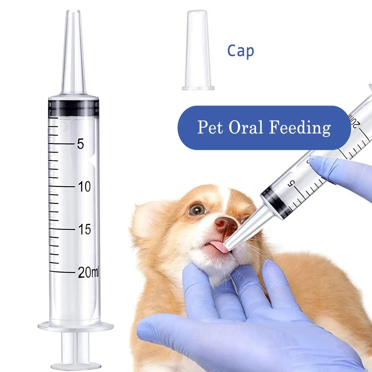 50PCS 20ml Sterile Disposable Plastic Syringe With Cap Nutrient Measuring Tools, For Feeding Pets, Dispenser, Glue Applicator