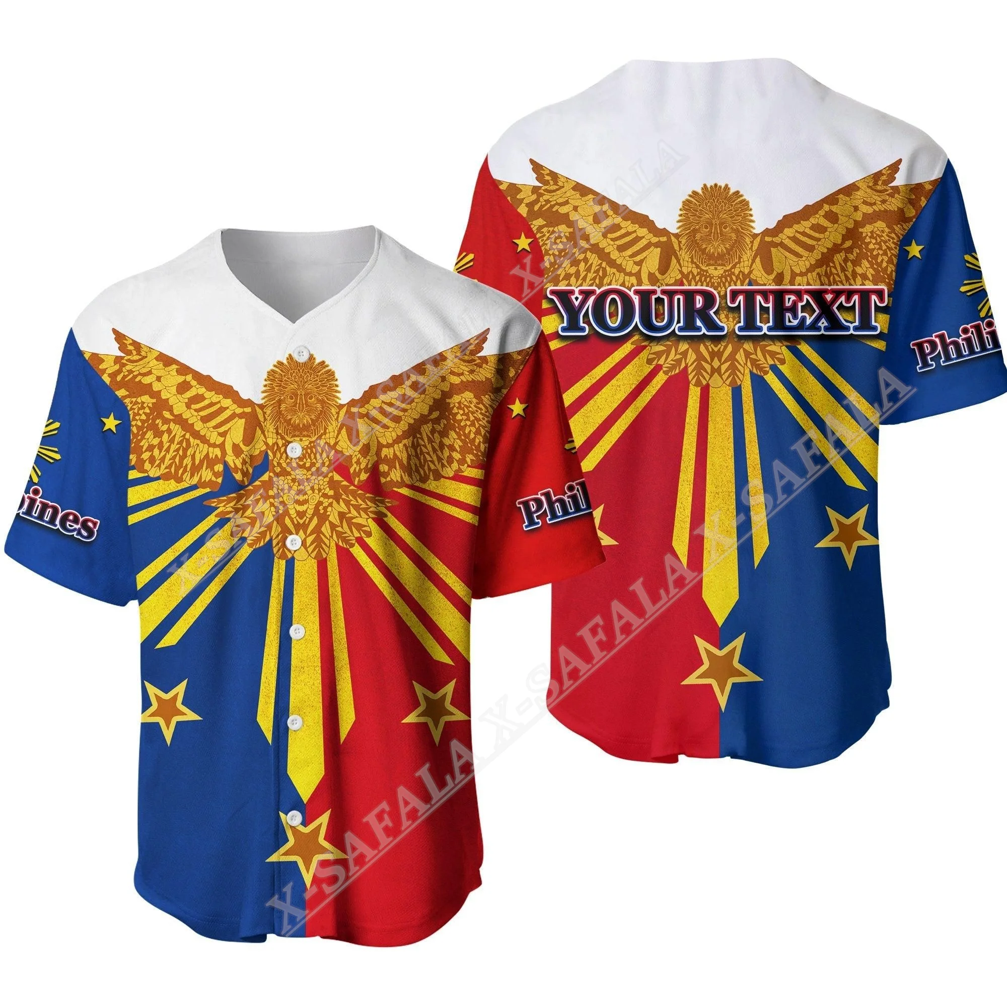 Proud Philippines Independence Day Flag With Eagle 3D Print Mesh Baseball Jersey Shirt Top Tee Men Streetwear Short Sleeve Sport