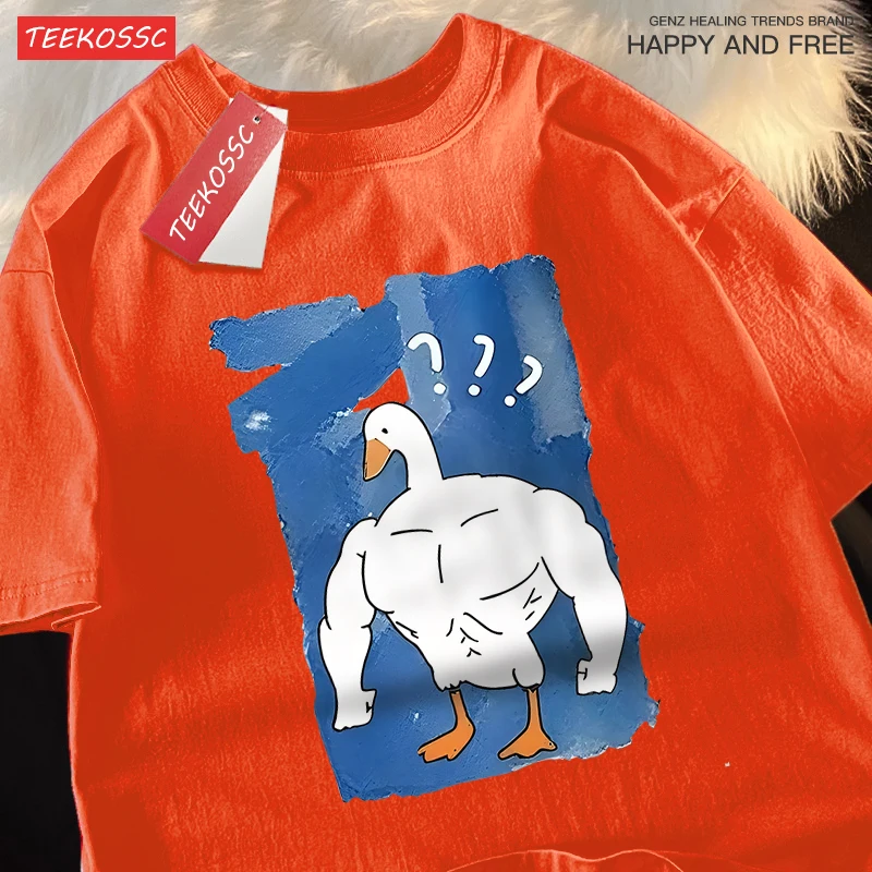 No One Is Stronger Than Me Big White Duck T-Shirts Men Women Casual Summer Tops Casual Oversized T-Shirt Fashion Loose T Shirt