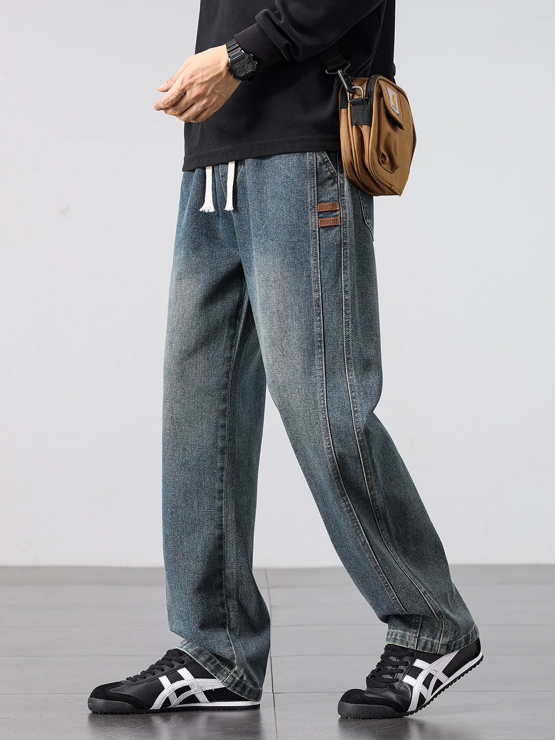 

American Retro Men's Jeans Spring Autumn Loose Casual Long Pants High Waist Straight Leg Wide Leg Trousers Youth Faion