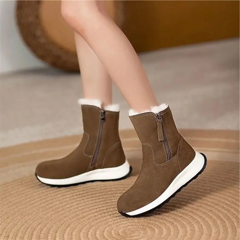 

Fur-lined Snow Boots Winter Thick Insulated Cotton Boots Versatile Soft-soled Slip-Resistant Short Boots Cotton Boots