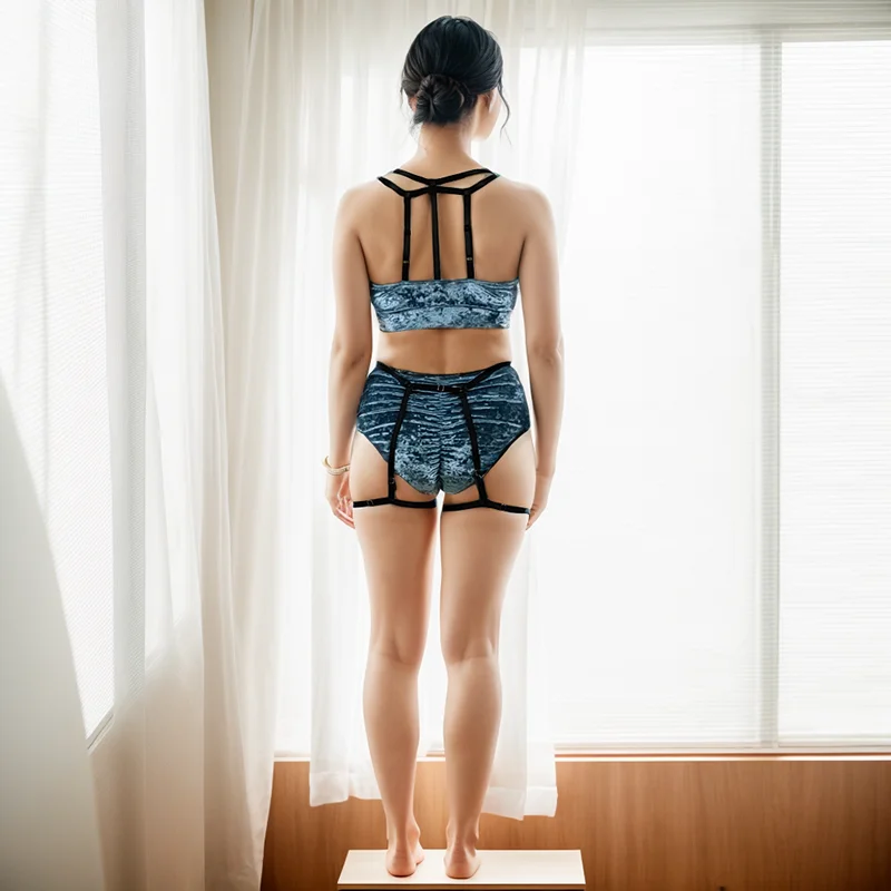 Hope&Win Velvet Classic Top Women Exotic High Waist Patns Ladies Yoga Set Sexy Pole Dance Wear