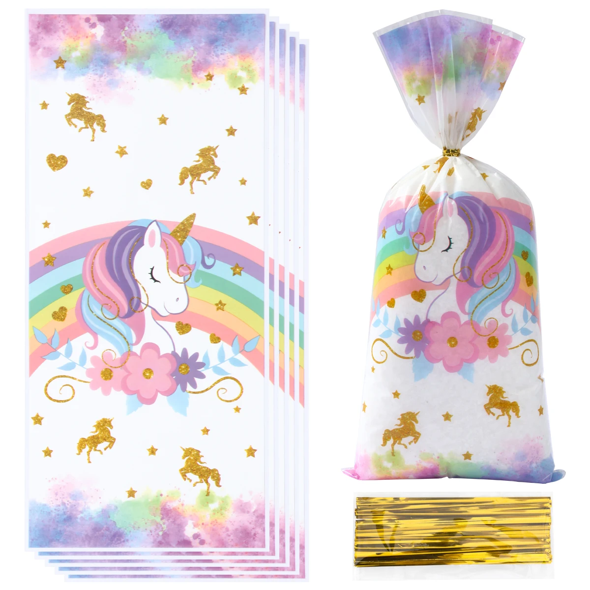 25/50/100 sztuk motyw jednorożca torby do pakowania cukierków jednorożec dekoracja urodzinowa dla dzieci Baby Shower torba na prezenty ślubne