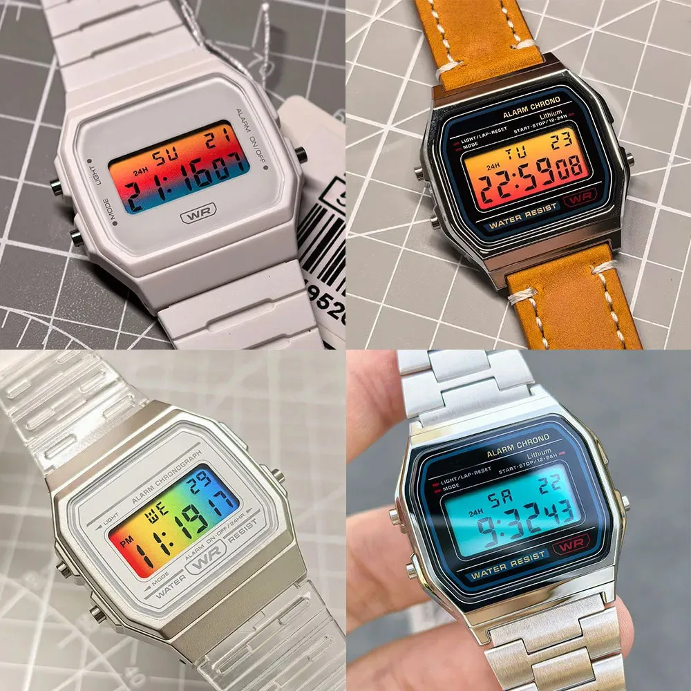 Modified Film DIY Dial Screen for Casio F-91W/A158W/A159W Screen Stickers Rainbow Gradient F91 A158 A159 Display Screen Coating