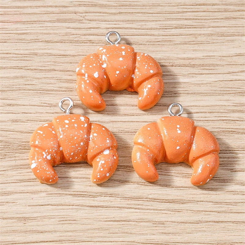 10 Stück niedliche Lebensmittel-Anhänger aus Harz, Frühstücks-Brot-Anhänger für die Schmuckherstellung, Halsketten, Ohrringe, Armbänder, DIY-Bastelzubehör – Detail 6