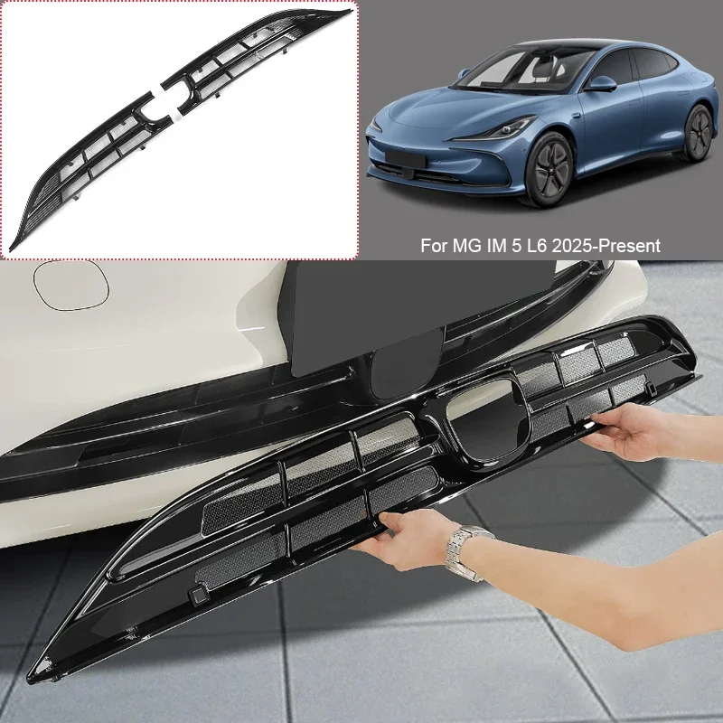 Car Modify Front Buckle Insect Proof Net Matte Black Front Bumper Center Intake Grille Cover Accessory For MG IM 5 L6 2025-2027