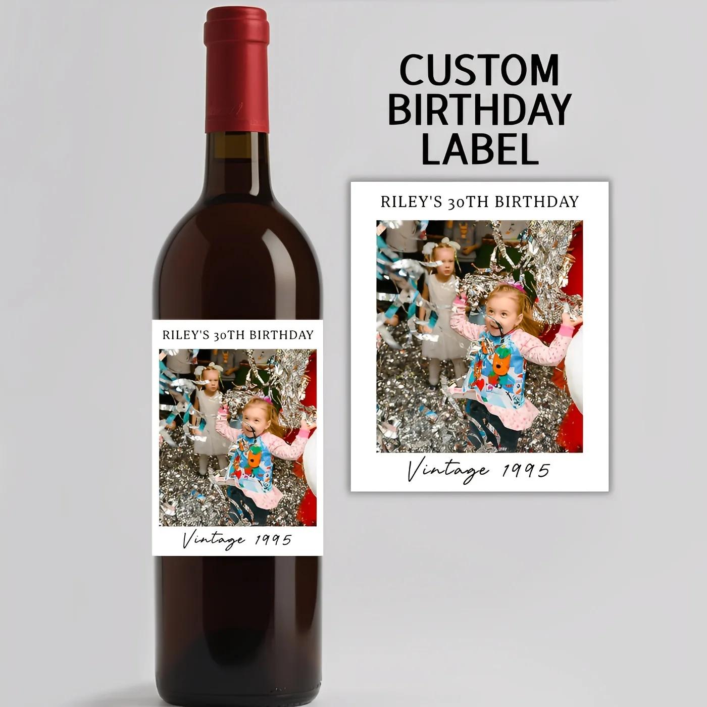 

8PCS Custom Wine Bottle Stickers for Christmas Holiday Personalized Family Name Xmas Party Gift Labels