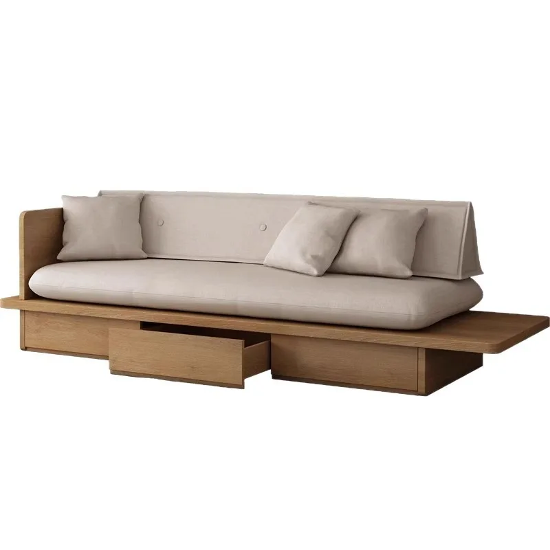 

Wabi Sandy Wind Solid Wood Tatami Sofa Retro Homestay Living Room Japanese Simple Small Unit Rectangle Minimal Sofa