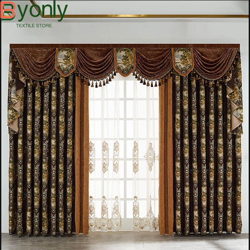 Custom European Curtains for Living Room Luxury Atmosphere French American Bedroom Finished High-grade Chenille Curtain Curtain