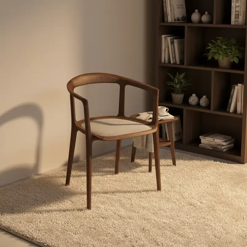 Luxury Walnut High Back Dining Chair Modern Solid Wood Fabric Seat Comfortable Household Furniture for Dining Room Table Set