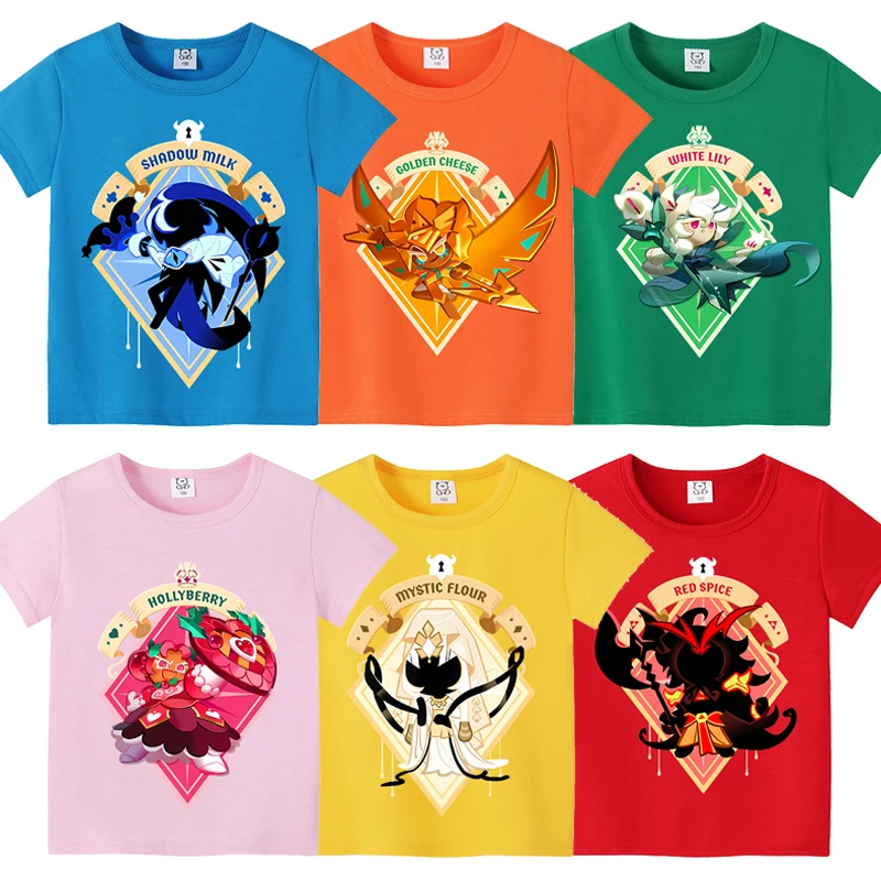 Cookie Run Kingdom Polyester Short Sleeve T Shirt Gaming Character Print Tees Cartoon Summer Casual Tops Round Neck Clothing Hot