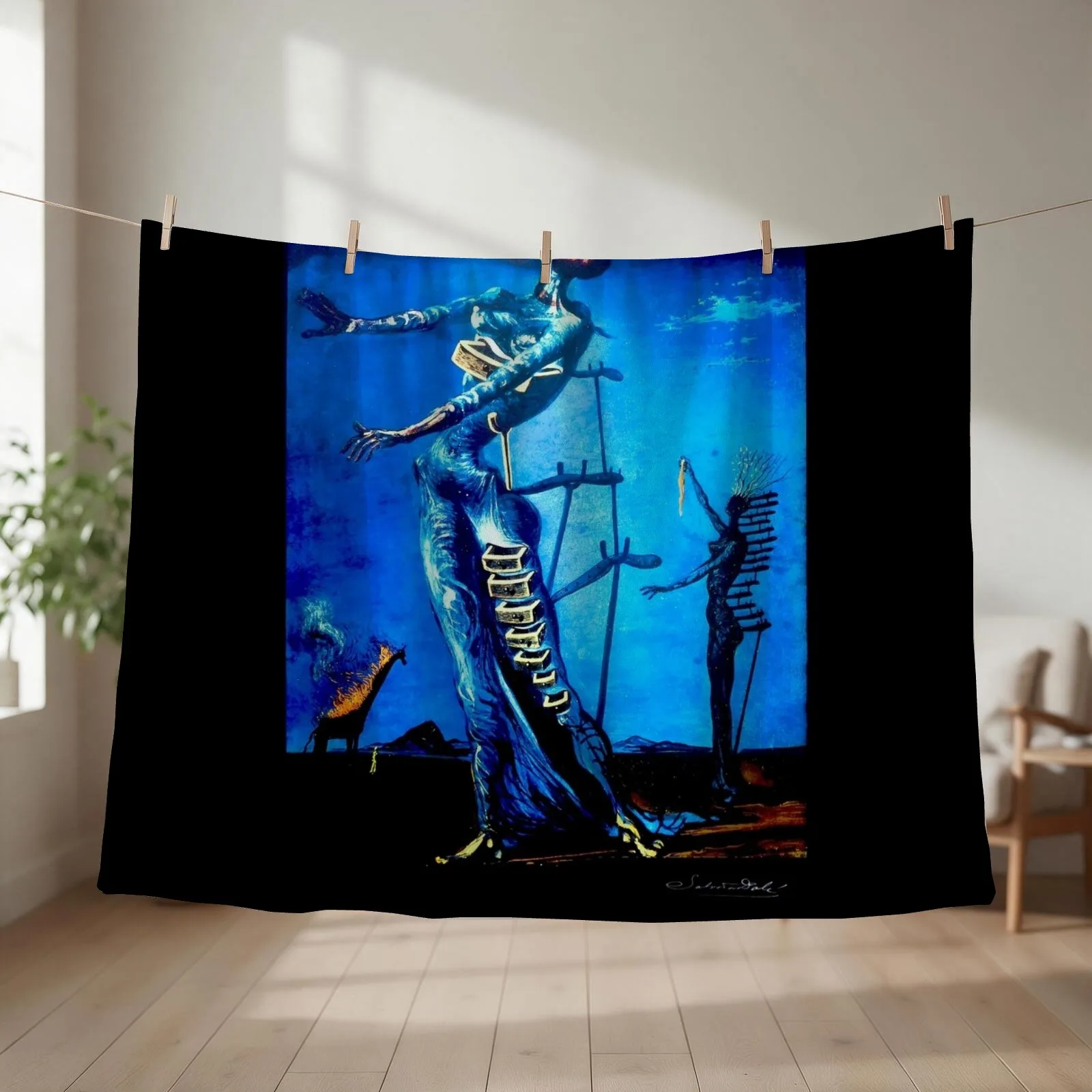 THE BURNING GIRAFFE : Vintage Abstract Print Throw Blanket halloween Picnic Thin for winter Blankets