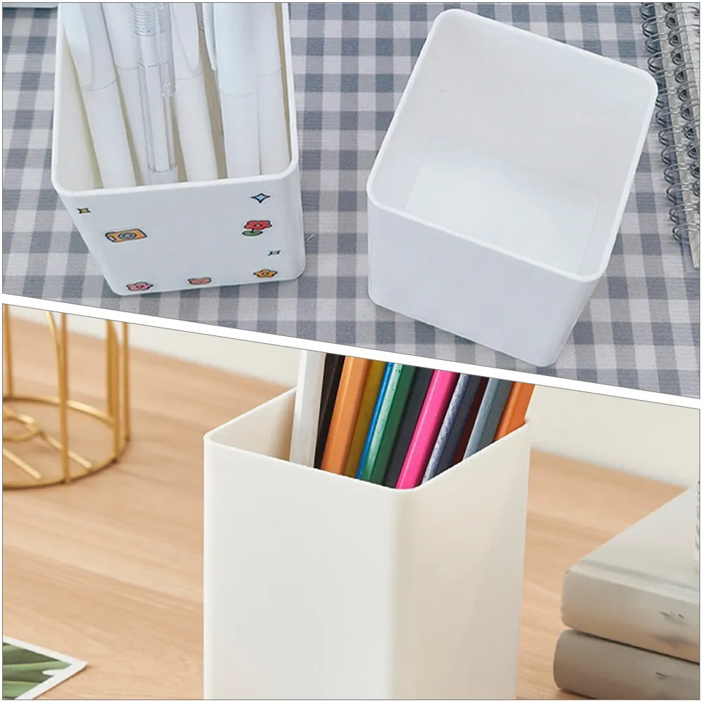 4Pcs Sturdy Plastic Pen Holder Lightweight Portable Desk Organizer Pencil Holder for Study Room Bedroom Office Makeup Brush Cup