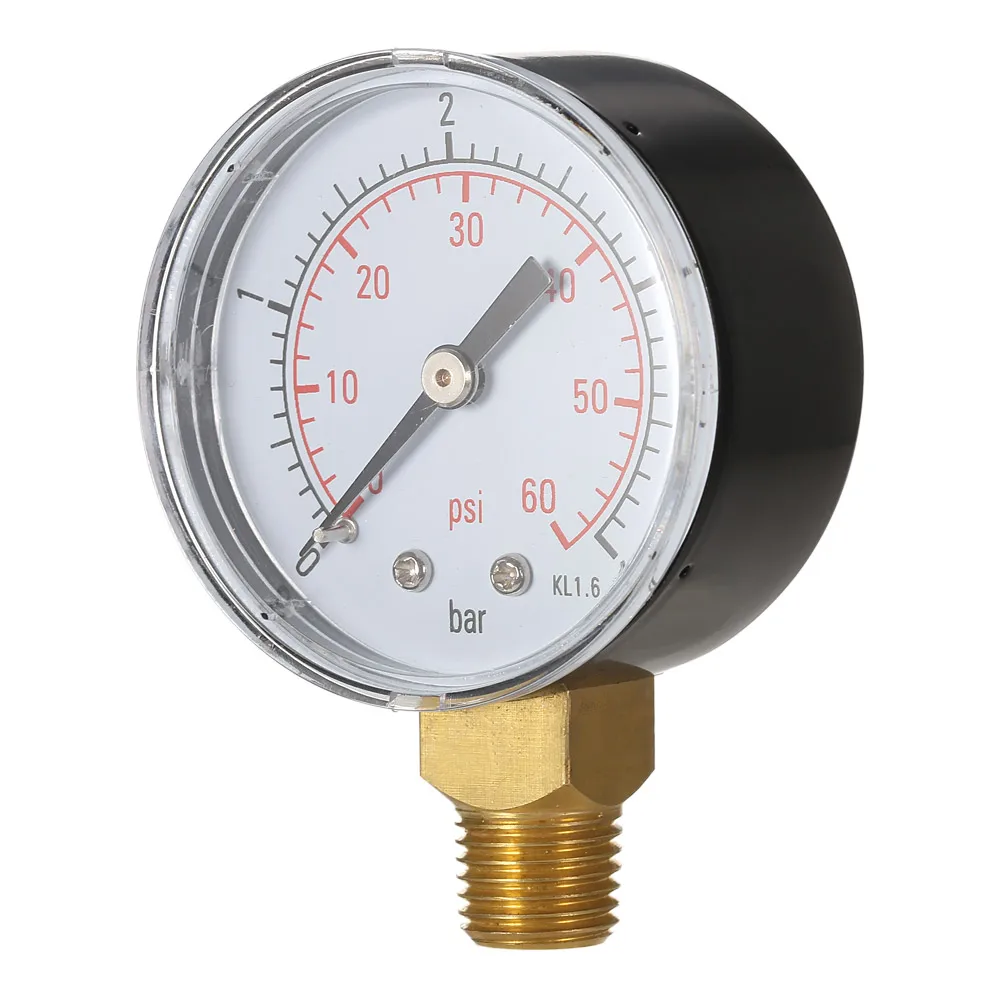50mm Pool Filter Water Pressure  Hydraulic Pressure Gauge Meter Manometer 1/4