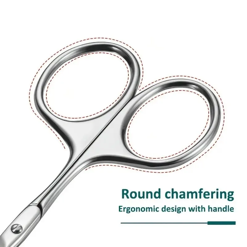 กรรไกรคิ้วใบมีดโค้งมืออาชีพสแตนเลสสตีลเครื่องตัดแต่งขนคิ้วขนตาเครื่องมือกำจัดขนจมูกกรรไกร