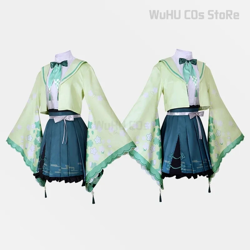 쿠사나기 네네 코스프레 의상 애니메이션 프로젝트 세카이 컬러풀 스테이지 코스 Pjsk 그린 탑 스커트 가발 할로윈 Gilrs 게임 의류c;6,r