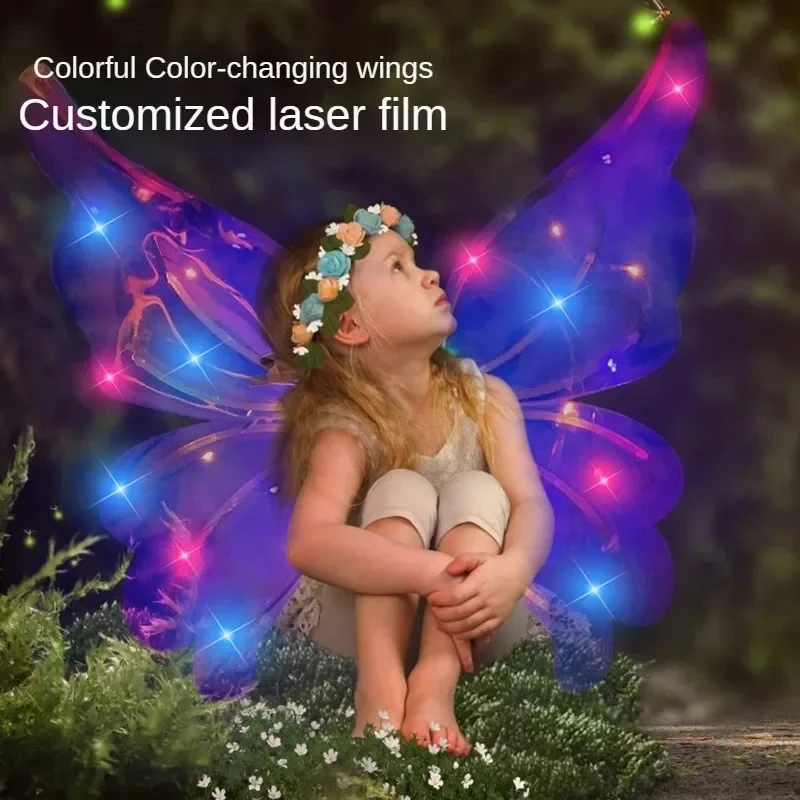 Butterfly Wings Children Toys Luminous Elf Wing Electronic Toys Cosplay Performance Costume with Music Birthday Gift For kids