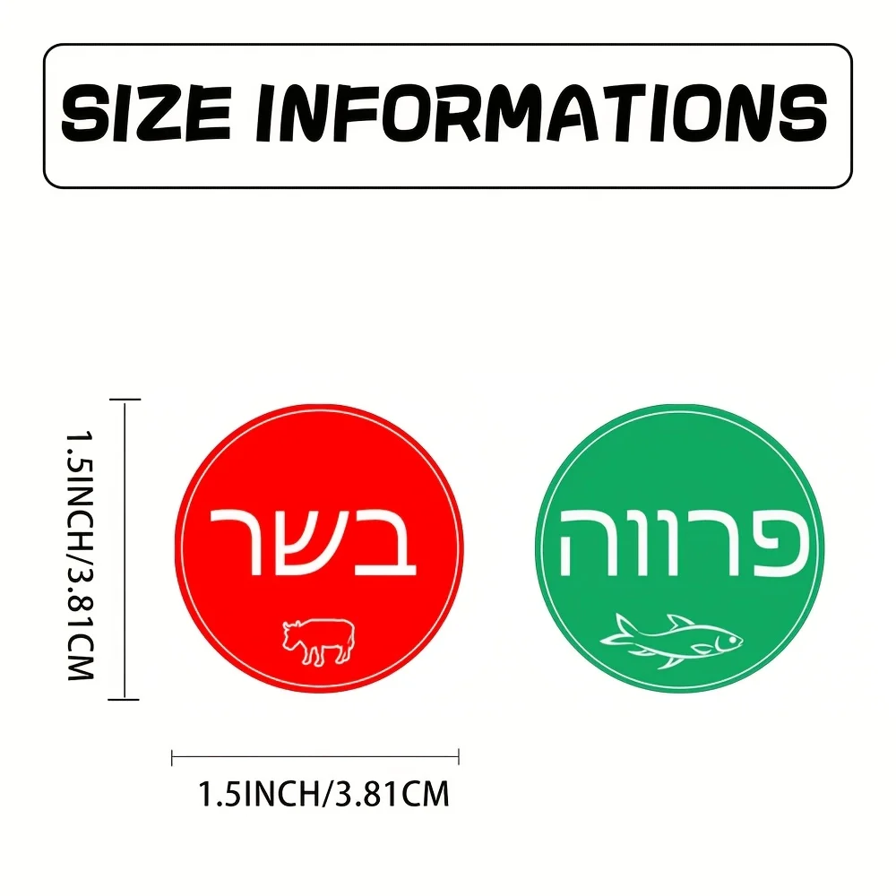 120 PCS Kosher Sticker Labels 1.5 Inches Vinyl Meat Dairy Pareve Color Coded Food Waterproof Stickers for Kitchen