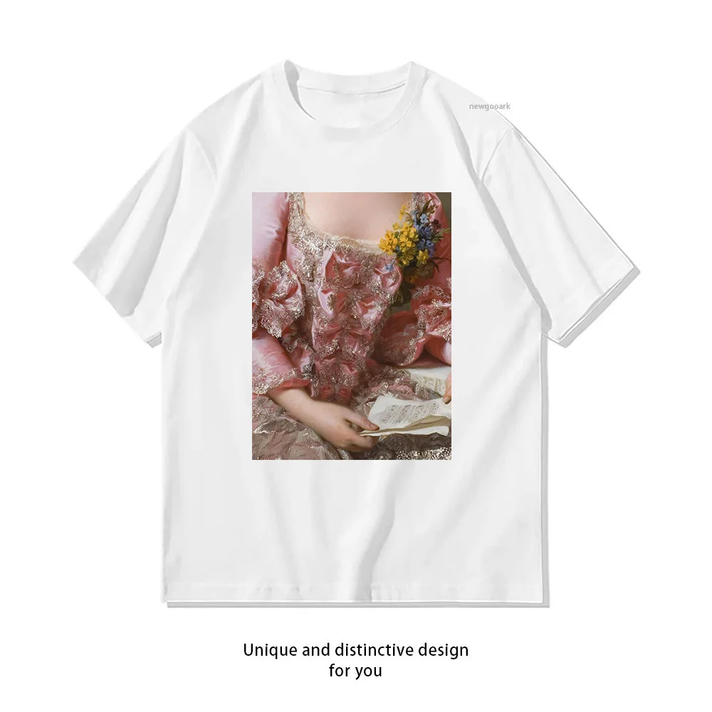 Pink Dress Painting Detail Classic T-Shirt woman man Casual cotton graphic t shirts Adult streetwear camisetas tops tee