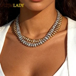 Hot Fashion Unisex Snake Chain Necklace Choker Herringbone Gold Color Beaded Link Chain Pave 5A CZ Necklace for Women Jewelry