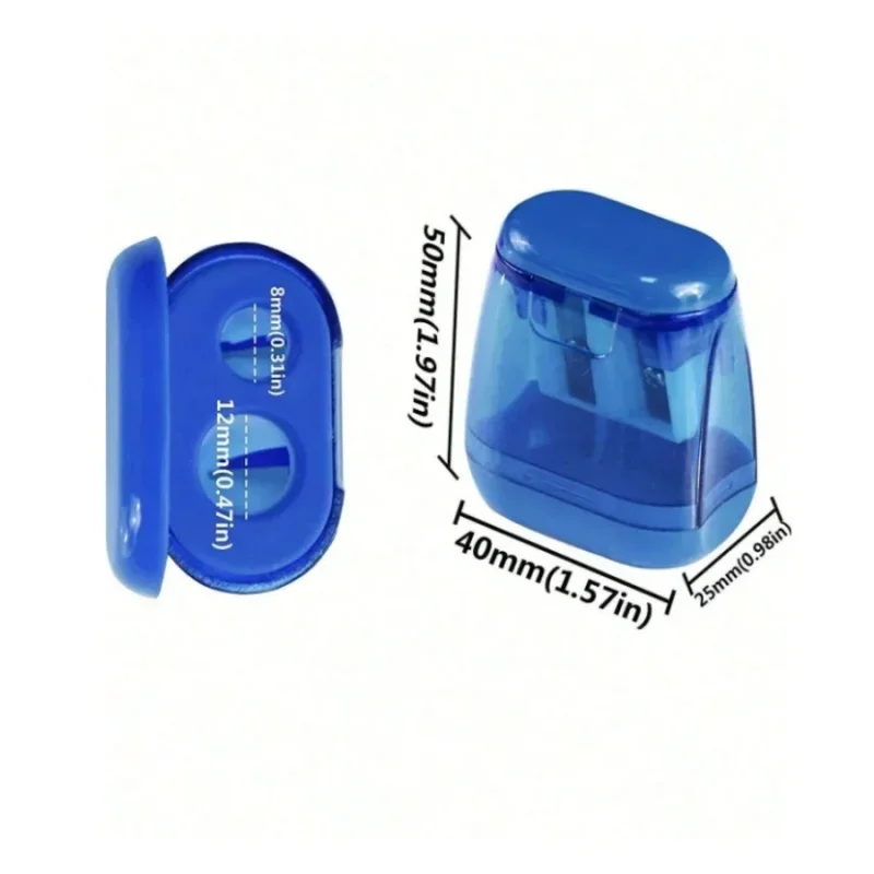 4PCS/SET Dual-Hole Pencil Sharpeners with Lid and Shavings Container Portable Manual Sharpener Set for Colored Pencils