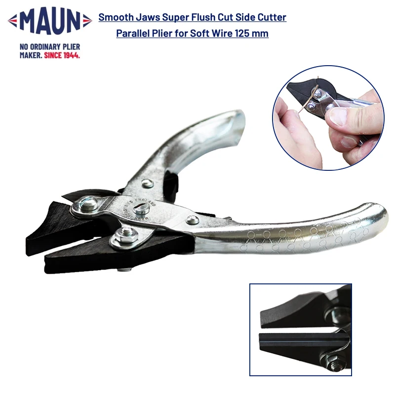 MAUN 2-in-1 Jewelers Parallel Pliers Side Cutters Smooth Slotted Jaw for Gripping & Semi-Flush Cut for Trimming Soft Wire