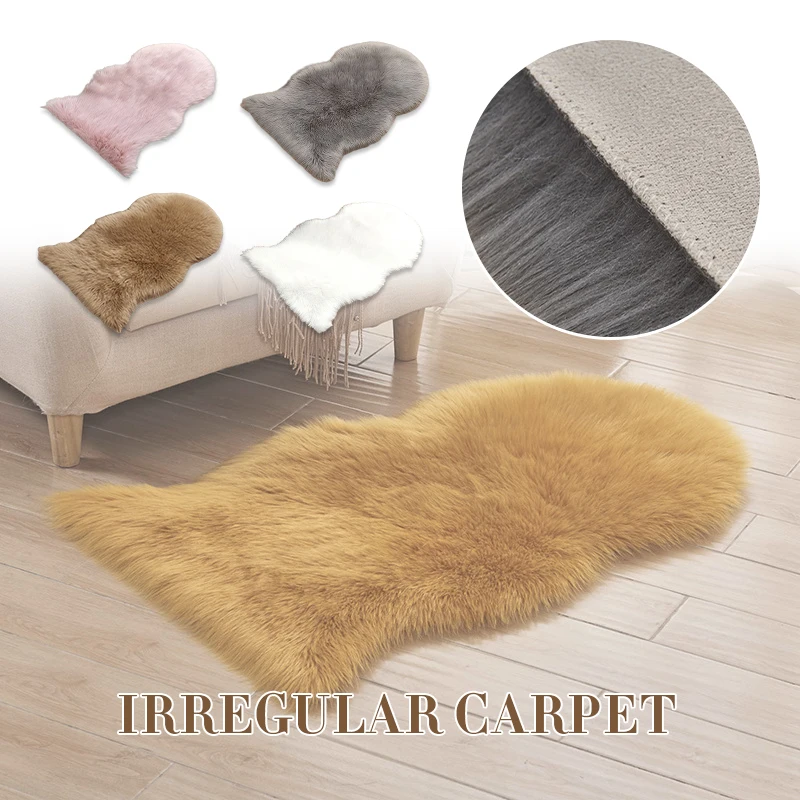 

Soft Carpet Fluffy Skin Faux Fur Fake Rug Washable Bay Window Mat Plush Carpet Foot Mat Living Room Bedroom Bed Rug