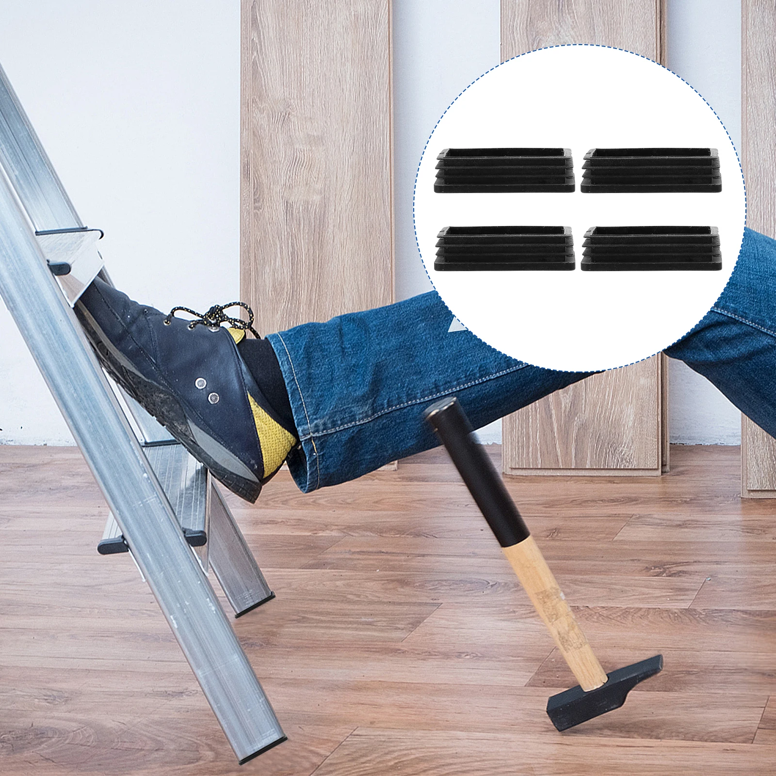 4pcs 5X5cm Ladder Foot Covers Ladder Feet Protective Cover Non Slip Durable Mats for Home Folding Stairs Anti Skid Feet Pads