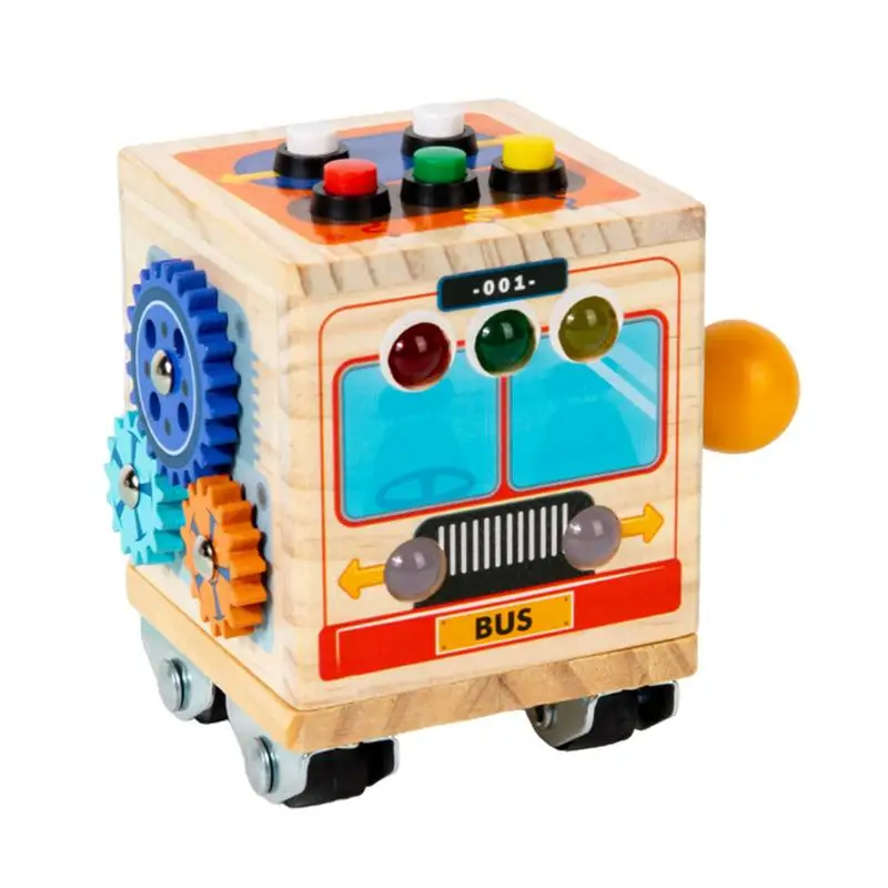 

Busy Activity Cube Bus Design Busy Box Preschool Learning Activities For Boys Girls Ages 3 Interactive Educational Toy For Fine