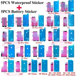 Autocollant étanche OEM pour iPhone, cadre d'écran LCD pré-découpé, ruban adhésif, colle, 14, 13, 12, 11, 15, XS, Pro, Max, X, Poly, 8, 7 Plus, joint adhésif, 10 pièces