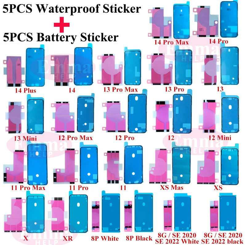 10 sztuk wodoodpornych naklejek OEM do iPhone'a 14 13 12 11 15 XS Pro Max X XR 8 7 Plus Klej uszczelniający Pre-Cut LCD Screen Frame Tape Glue