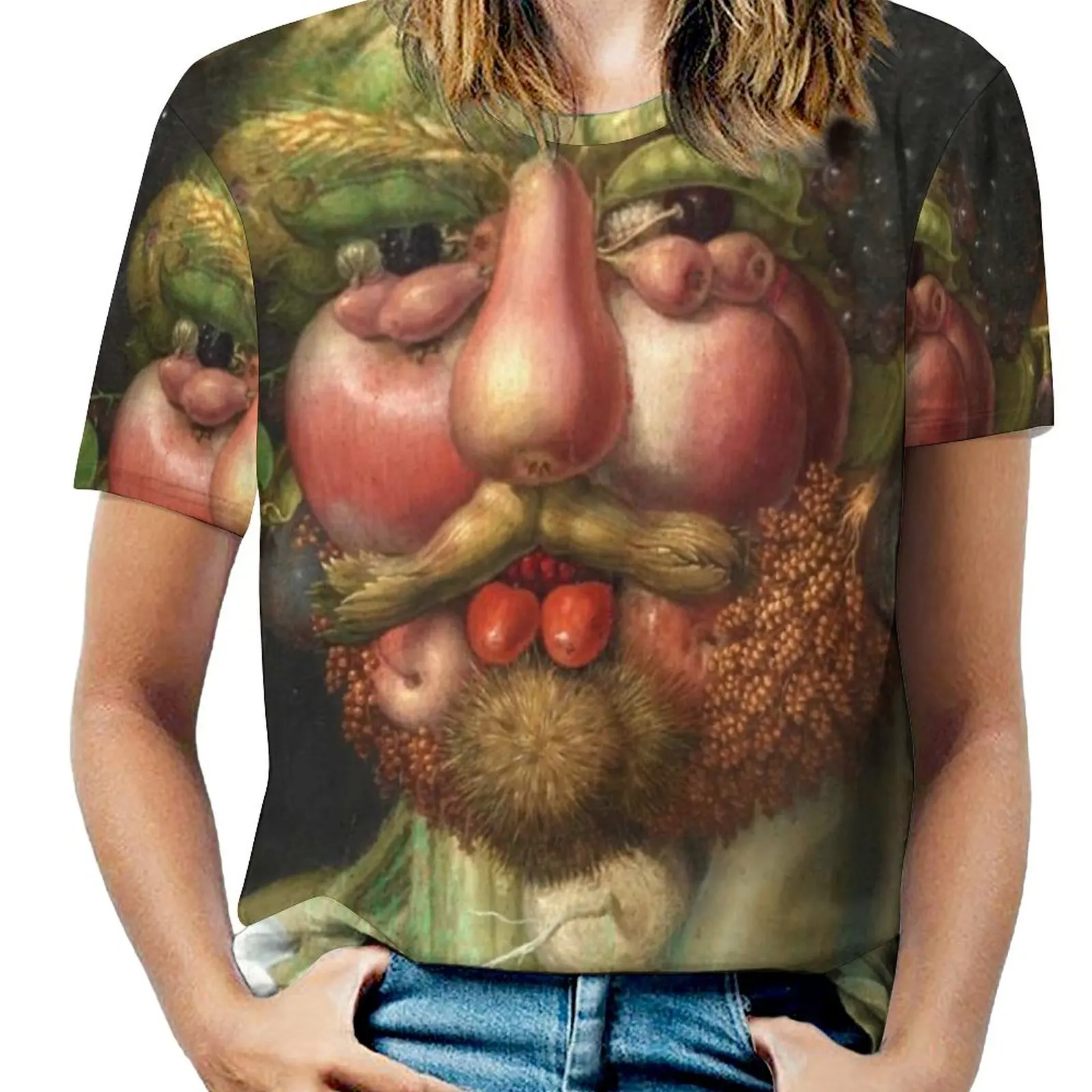 Rudolf Ii As Vertumnus By Giuseppe Arcimboldo , 1591 Fashion Print Women Ladies Girls T-Shirt Harajuku Round Neck Short Sleeve