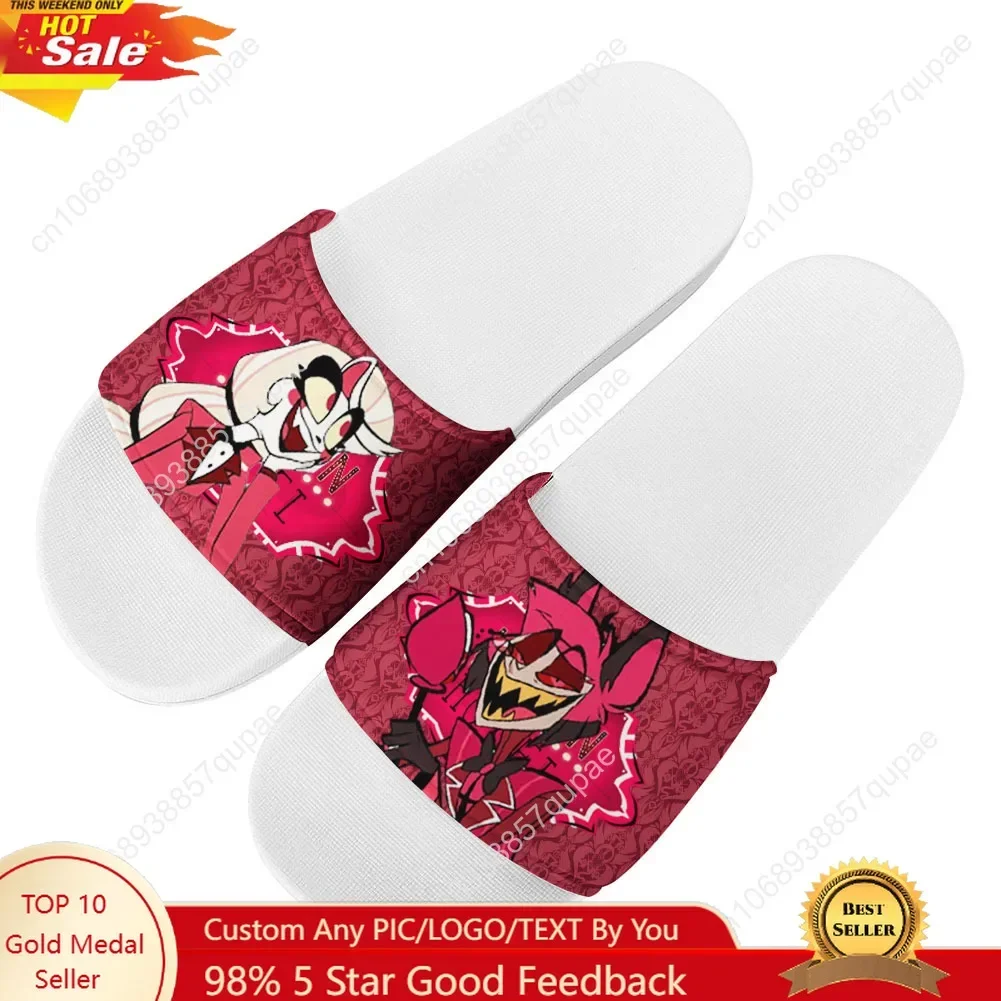 H-Hazbin Hotel Anime Slippers Home Water Shoes Women Teenagers Fashion Beach Pool Sandals Custom Made Comfort Summer Slipper