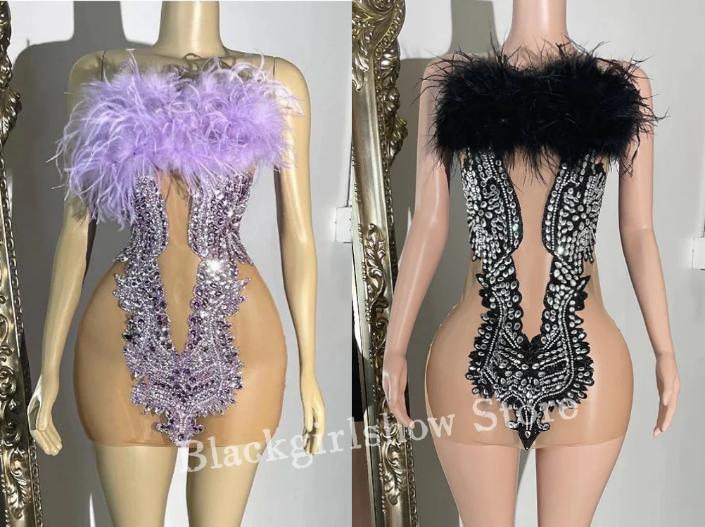 Luxury Feather Applique Cocktail Dresses Sexy Black Girls See Through Mesh Birthday Homecoming Gowns sukienki koktajlowe