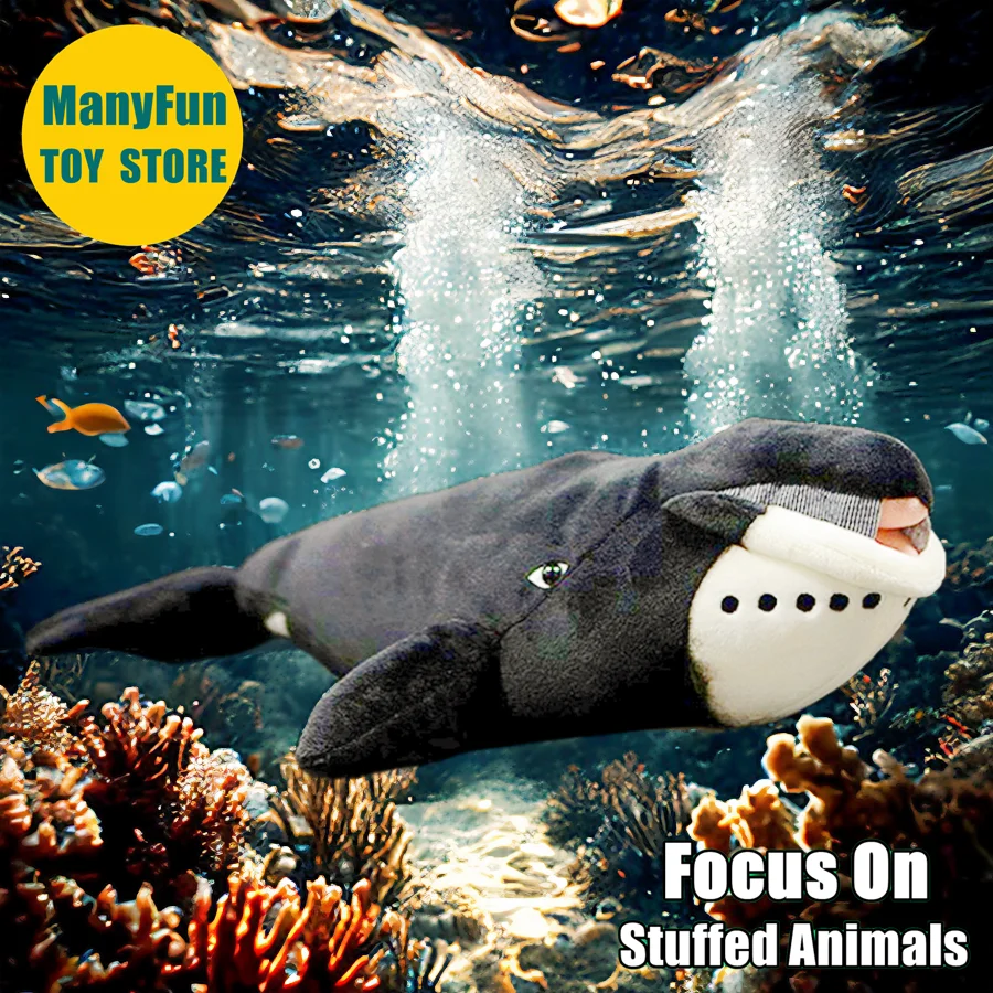 

Bowhead Whale Plush Toy Realistic Humpback Whale Plushie Lifelike Right Whale Stuffed Animal Arctic Whale Simulation Doll