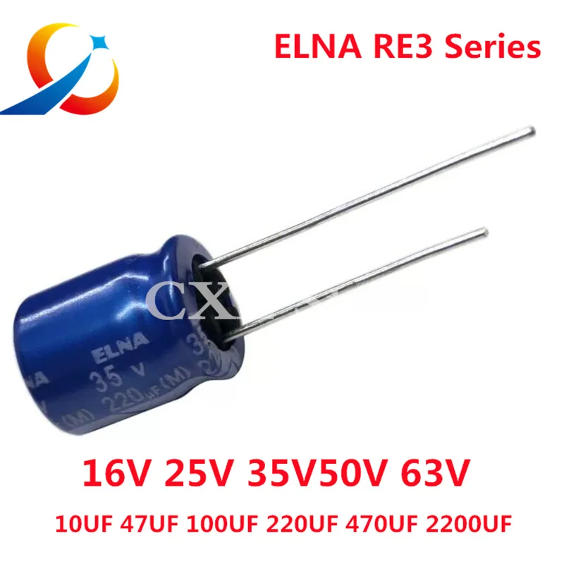 Condensador de Audio HiFi serie ELNA RE3, 10 piezas, 16V, 25V, 35V, 50V, 0,1 UF, 10uF, 22uF, 47uF, 100uF, 220uF, 470uF, 1000uF, 2200UF, Original