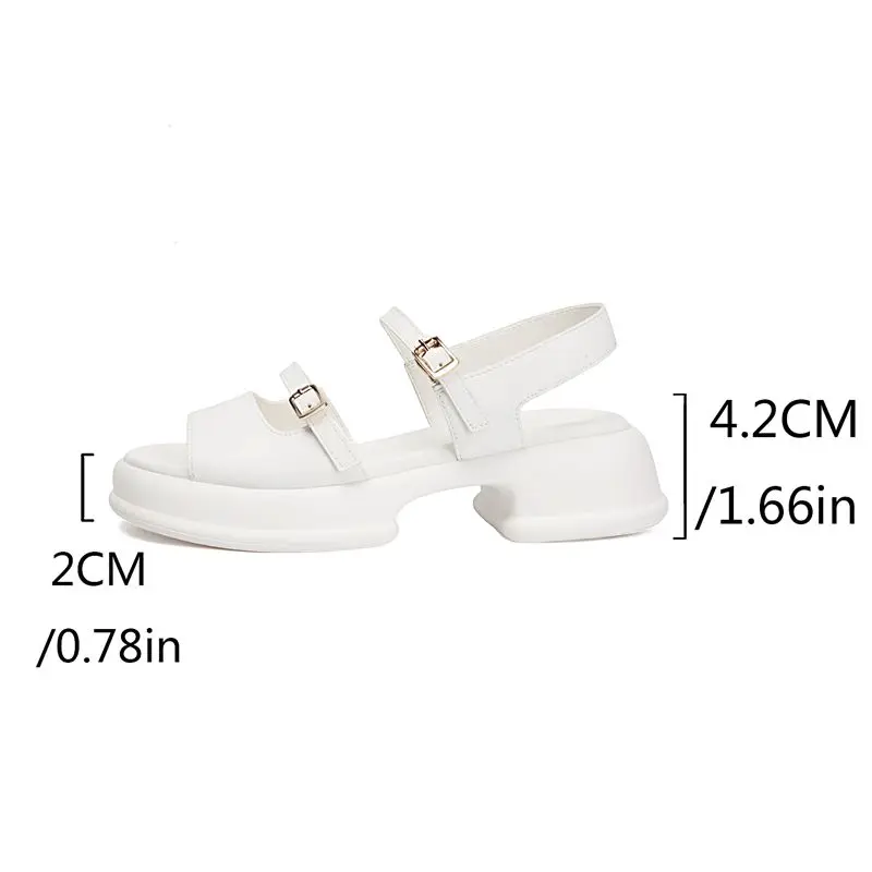 ASILETO Brand Women Sandals Round Toe 42cm Thick Sole 2cm Platform Buckle Strap Big Size 40 41 US9 Handmade Shoes Fall Apricot