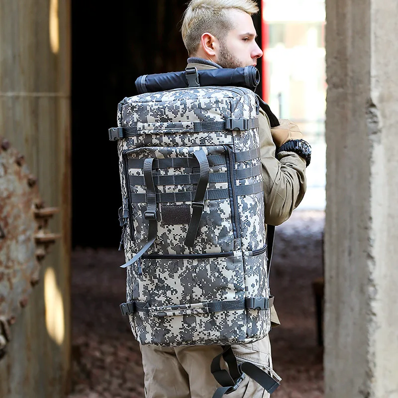 Imagem -05 - Mochila de Grande Capacidade para Homens Bolsa de Ombro de Camuflagem ao ar Livre Bolsa de Bagagem Esportiva Portátil 65l