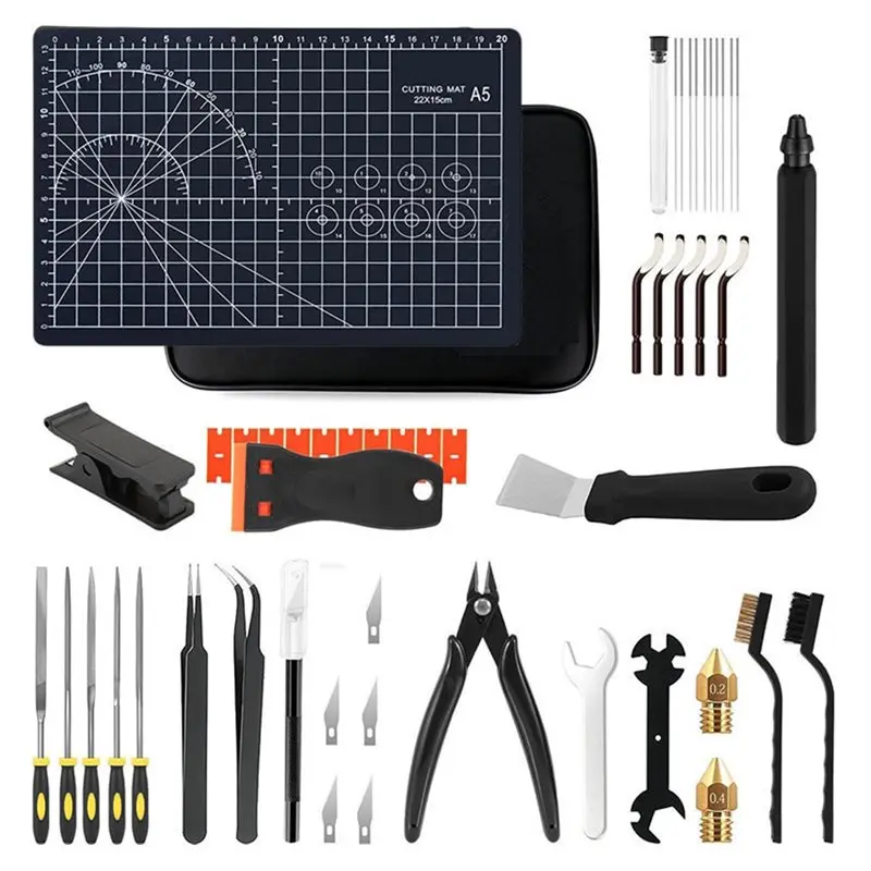 

ALIM-3D Printer Tool Kit: Accessories & Maintenance For FDM/SLA Printers, Includes Deburring Tool, Nozzles, Scrapers