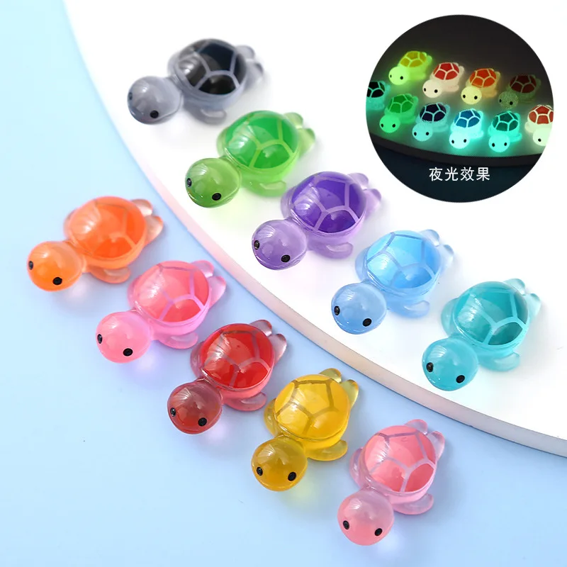 

New 1PCS Colorful Luminous Mini Tortoise Micro Landscape Figure Ornament DIY Glowing Turtle Miniature Statue Potted Garden Decor