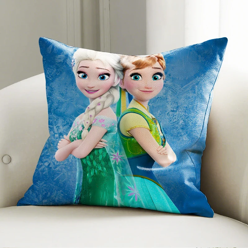 

Disney Frozen Elsa & Anna Pillow Cushion Green Dress Pattern Soft Sofa Decor Throw Pillow Home Decor Gift
