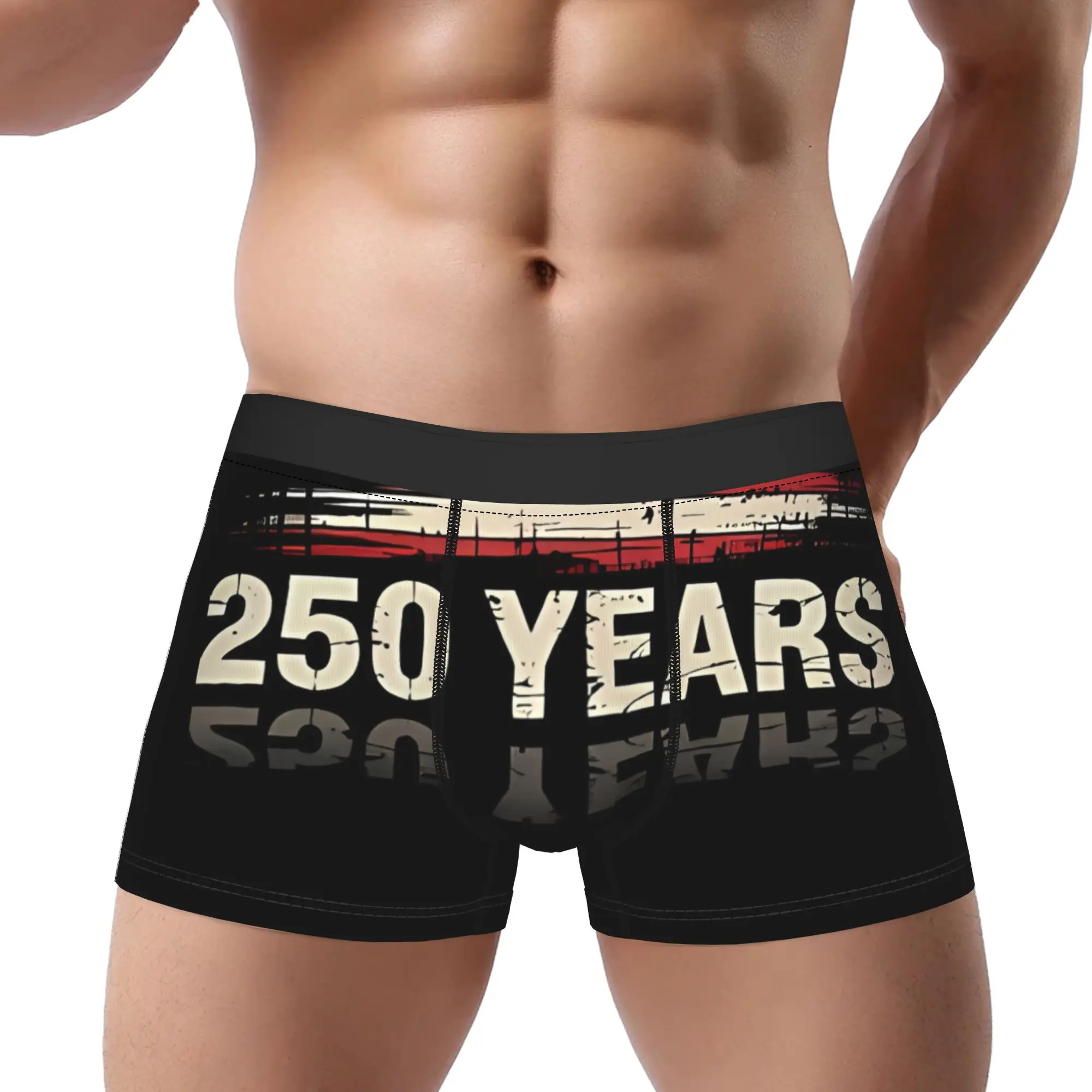 

Black background 250 Years America Underpants Homme Panties Man Underwear Comfortable Shorts Boxer Briefs
