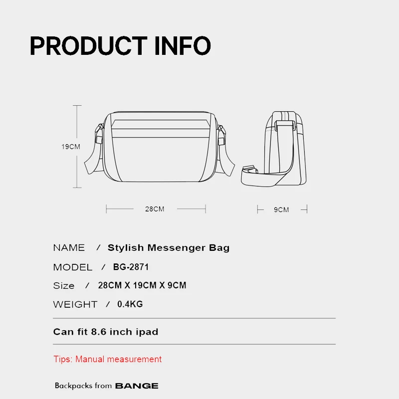 BANGE Men Messenger Bag Oxford cloth Waterproof Shoulder Bag High Quality Men Business Casual tidal Current Crossbody Bags