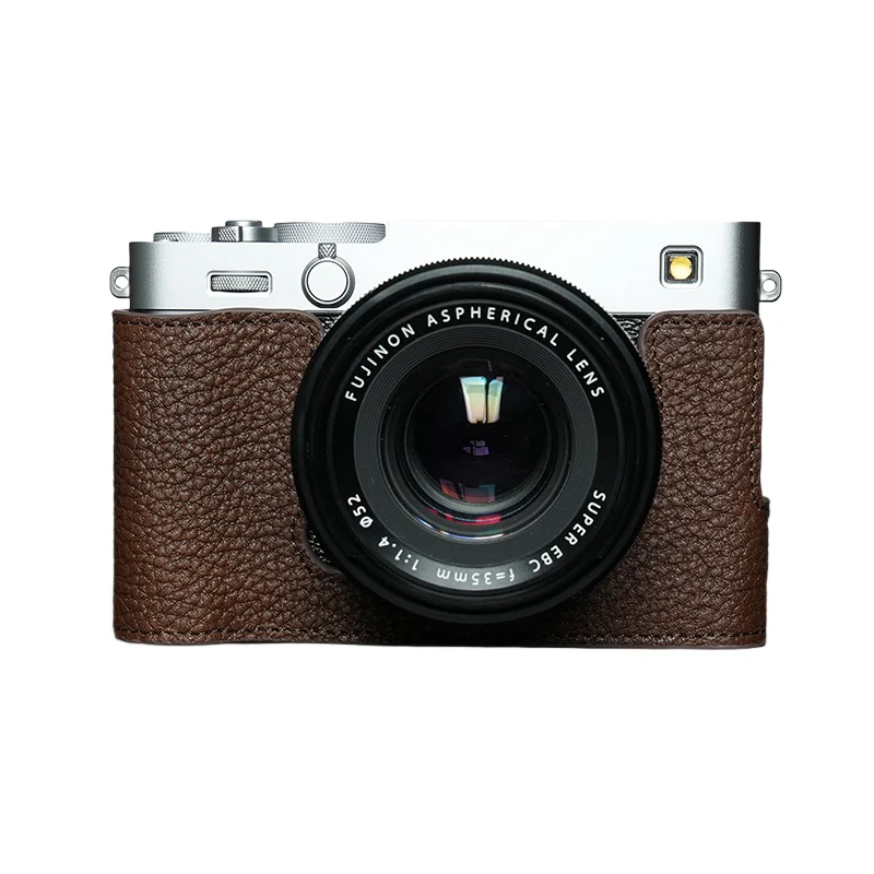 Demi-étui pour appareil photo en cuir véritable, housse en cuir de vache, boîte corporelle pour Fujifilm X-E5 XE5, base de manchon de protection