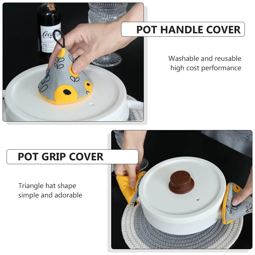 

4pcs Heat Resistant Kitchen Stock Pot Handle Covers Reusable Insulated Pot Grip Sleeve Hook Design Microwave Oven Bakeware